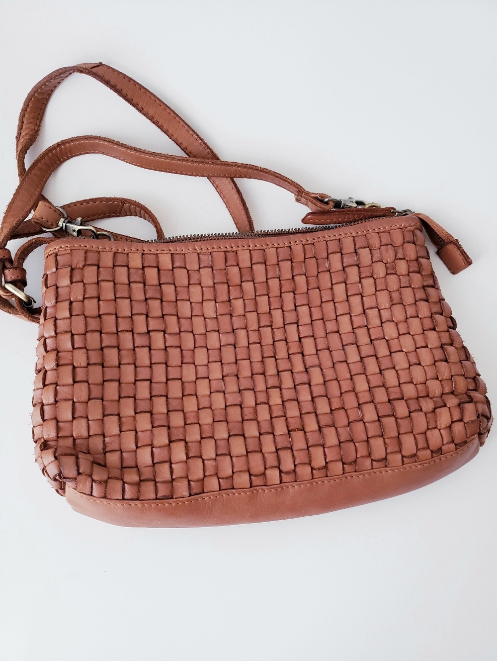Marta Ponti Tan Woven Leather Bag